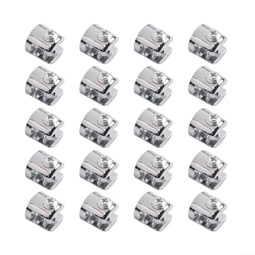 Glasregalhalterungs-Klemmen-Set, 10 Zink-Legierungsstützen für 6 8 mm dicke Regale (20 Stück) von Yhenlovtt