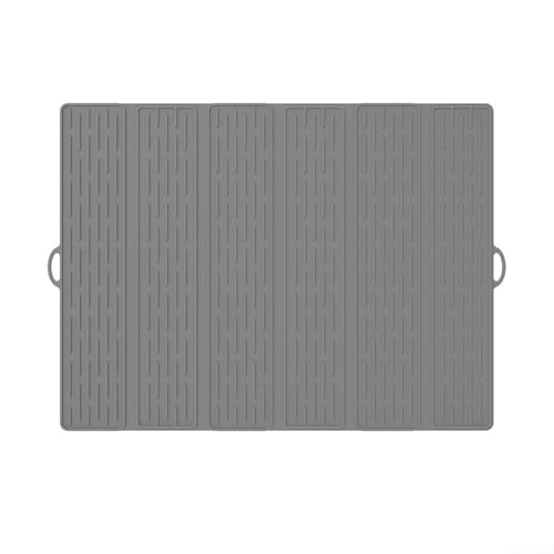 Großes Silikon-Abfluss-Pad mit einzigartigem Drainagesystem, faltbar für Komfort, perfekt für Tabletts und Töpfe (grau) von Yhenlovtt