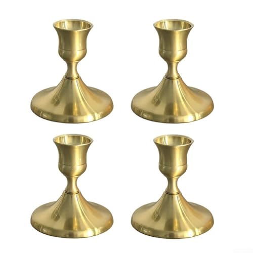 Kerzenhalter aus Metall, goldfarben, 7 x 6,7 cm, für Stabkerzen, elegante Hochzeitstischdekoration und Weihnachtsdekoration, 4 Stück Kerzenhalter aus Metall, goldfarben, 7 x 6,7 cm, für Stabkerzen, elegante Hochzeitstischdekoration und Weihnachtsdekoration, 4 Stück von Yhenlovtt