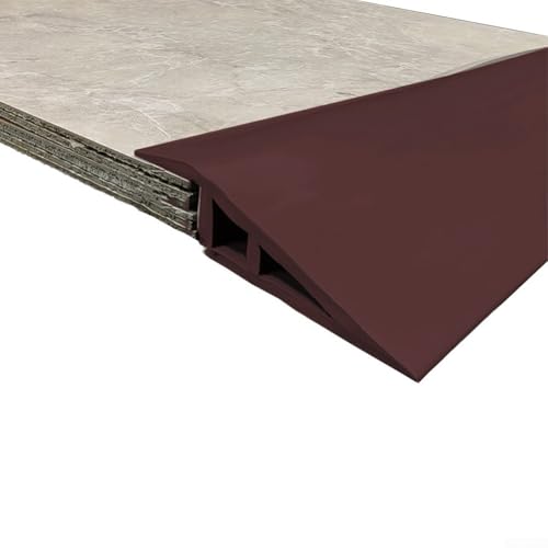 Laminatboden-Übergangsstreifen mit PVC flach für Kantenreduzierer, 99 cm Länge, Schwellenabdeckung für Türen und Fliesenböden für sichere Bodenverbindungen (dunkelbraun) von Yhenlovtt