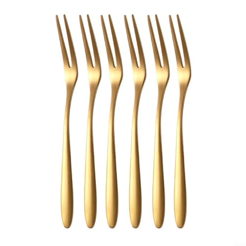 Mini-Essenspieße, Edelstahl-Gabeln für Obst, Desserts und Snacks, goldfarben, 6 Stück Mini-Essenspieße, Edelstahl-Gabeln für Obst, Desserts und Snacks, goldfarben, 6 Stück von Yhenlovtt