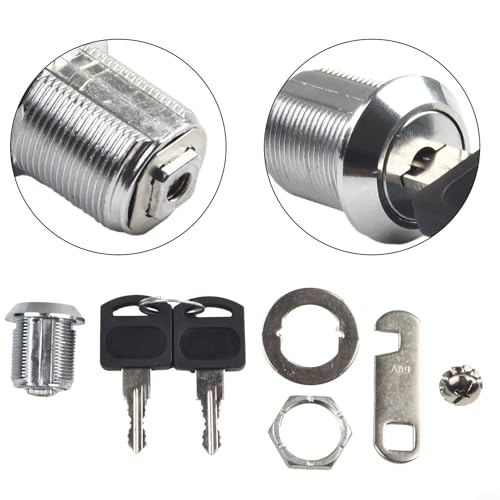 Nockenschloss-Ersatz-Set, 2 Stück, mit Schlüsseln für Werkzeugkasten und Schranksicherheit, mit röhrenförmigem Design und gebogenen Hakenplatten für verschiedene Anwendungen (20 mm) von Yhenlovtt