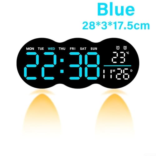 Praktisch bedienbare Digitaluhr mit Dual-Alarmen, Temperaturanzeige in Fahrenheit/Celsius und stilvollem Design für den Heimgebrauch (blau) von Yhenlovtt