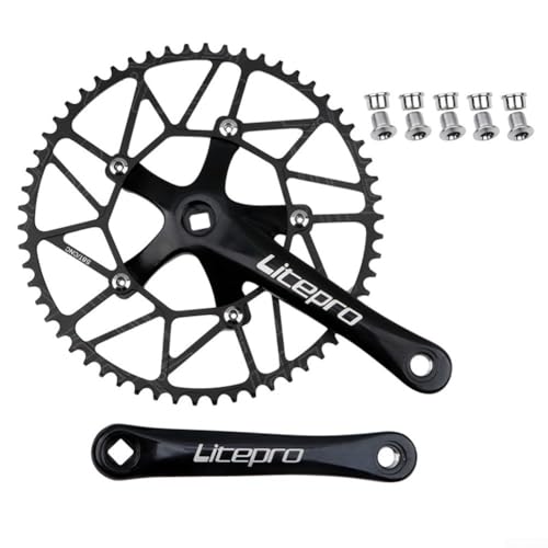 Robuste 130BCD Kurbelgarnitur und Kettenblatt für Straßen-, Klapp- und E-Bikes 170mm Armlänge Design (schwarze Kurbel +50T) von Yhenlovtt