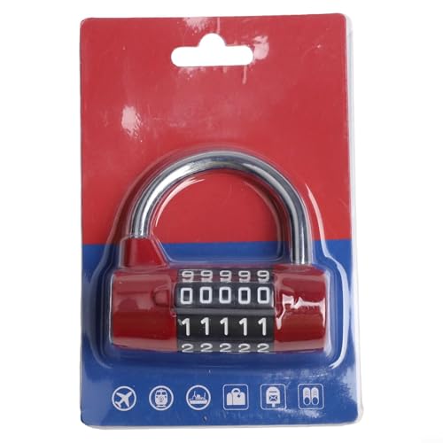 Robustes 5-stelliges Zahlenschloss mit Zinklegierung für Fitnessstudio-Schließfächer, Schränke und Türen, anpassbares Sicherheitscode-Schloss-System (rot) von Yhenlovtt