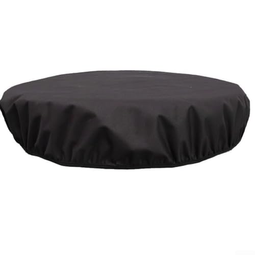 Runde Feuerschalen-Abdeckung, 600D-Oxford-Gewebe, wetterfest, für den Außenbereich, Stein-Feuerstellenschutz mit elastischem Rand, schwarzer wasserdichter Deckel für Garten, Terrasse, 142 x 10 cm von Yhenlovtt