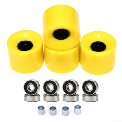 Skateboard-Räder, 60 x 45 mm, mit ABEC9-Kugellagern und Abstandshaltern, geeignet für verschiedene Skateboards, Gelb, 4 Stück von Yhenlovtt