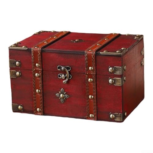 Stilvolle abschließbare Aufbewahrungsbox aus Holz, sicherer Organizer für Schlüssel und Passwörter, für Zuhause oder Büro (Rot A) von Yhenlovtt
