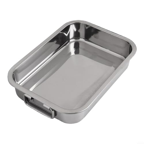 Tiefer Bräter aus Edelstahl mit leicht zu handhabendem Gestell, perfekt zum Kochen und Servieren großer Gerichte (25 x 18 x 5 cm) von Yhenlovtt