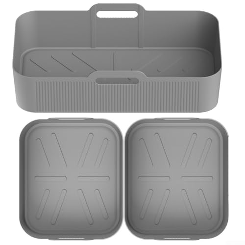 Tiefes Silikon-Pad für AF500 Luftfritteuse, Öltrennfunktion, passt perfekt zu 5 l und 10 l Modellen (3 grau) von Yhenlovtt