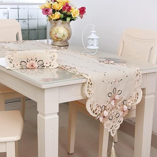 Tischläufer aus durchscheinendem Stoff mit schickem Blumenmuster für elegantes Essen (40 x 246 cm, Nr. 3) von Yhenlovtt