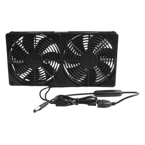 Tragbarer Computer-Ventilator, Router-Lüfter, anpassbare Geschwindigkeit, 120 mm, USB-Router-Lüfter, Anti-Staub-Filter, reduziert effizient die Komponententemperatur (Doppelventilator) von Yhenlovtt