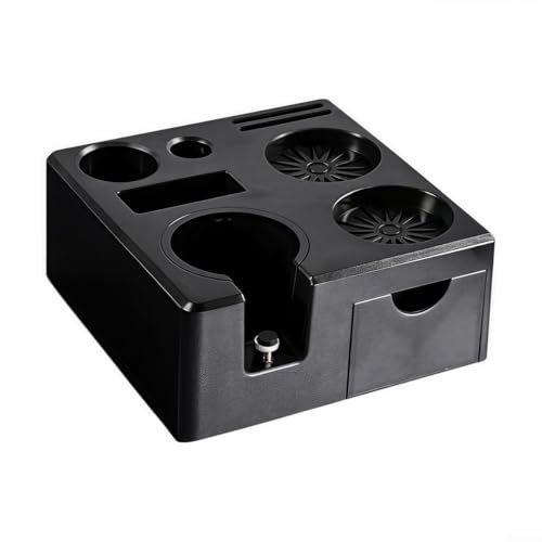 Verstellbare Resso Tampingstation Kaffee-Siebträger-Halter, Matte, 51–58 mm, mit Ablagerungen, Anti-Rutsch-Pads für verschiedene Größen in Schwarz / Weiß (schwarz) von Yhenlovtt