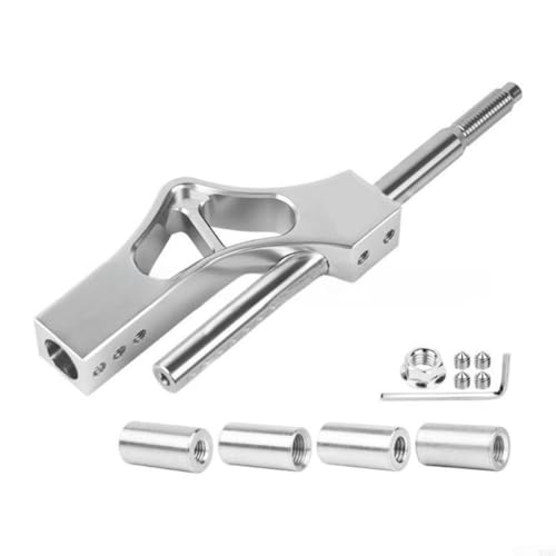 Verstellbare Schalthebelverlängerung aus Metall mit 4 Adaptern, passend für die meisten Autos, kurze Schalthebelverlängerung für komfortables Fahren und einfache Installation (Silber) von Yhenlovtt