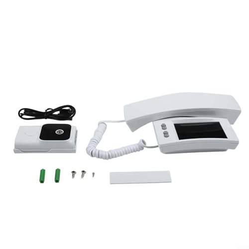 Video-Türklingel, Gegensprechanlage, kabellos, mit 8,9 cm (3,5 Zoll) HD-Monitor, Nachtsicht, Zwei-Wege-Kommunikation, kein WLAN erforderlich (weiß) von Yhenlovtt
