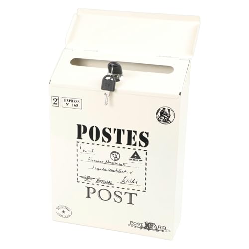 Wandmontierter Retro-Briefkasten mit großer Kapazität für Briefe, Zeitungen und kleine Pakete (weiß) von Yhenlovtt