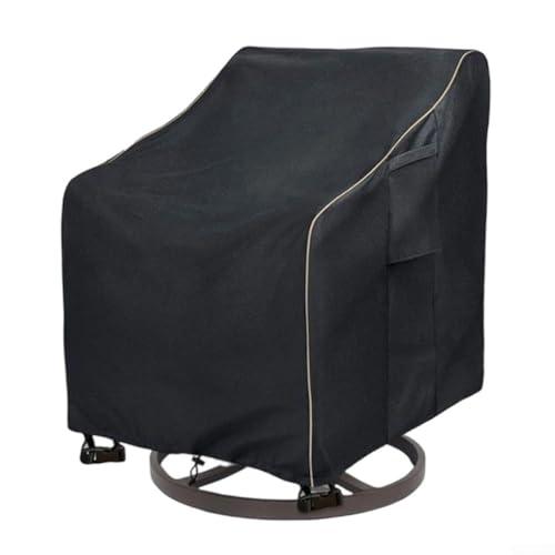Wasserdichte 210D Oxford-Gewebe Drehstuhl-Abdeckung mit sicheren Riemen und Lüftungsschlitz-Design für Terrassenmöbel, Allwetterschutz, Schwarz (84 x 89 x 98 cm) von Yhenlovtt