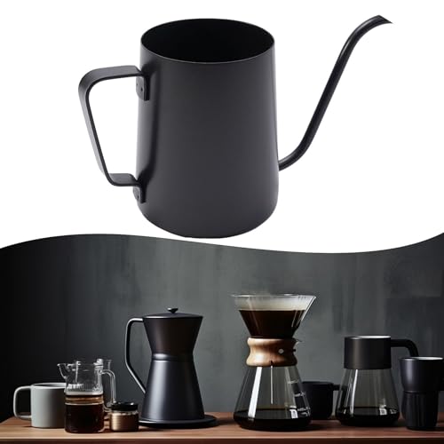 Wasserkocher mit ergonomischem Griff aus Edelstahl für sicheres und komfortables Kaffeebrühen (schwarz, 250 ml) von Yhenlovtt