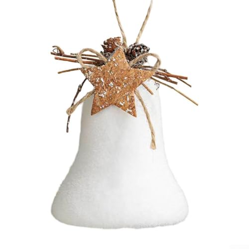 Weihnachtskugel zum Aufhängen, Stoff, umwickelte Kugel, Schaumstoffdekoration, Geländerkranz, handgefertigt, bruchsicher, Ornament, Weihnachts-Schneeball-Ornamente (weiße Glocken) von Yhenlovtt