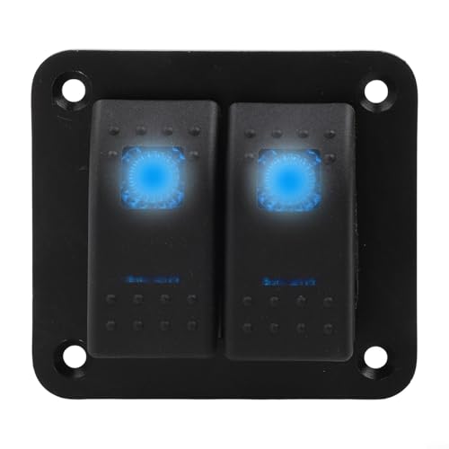 Wippschalter-Panel für 12V 24V DC Anwendungen, beleuchtet mit blauen LEDs, wasserdichtes Design für verbesserte Benutzerfreundlichkeit (2-Bit) von Yhenlovtt