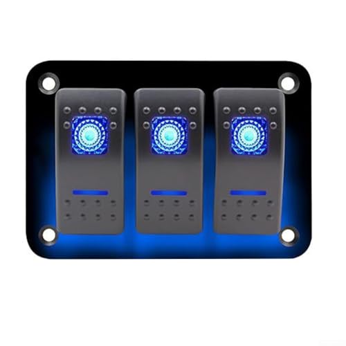 Wippschalter-Panel für 12V 24V DC Anwendungen, beleuchtet mit blauen LEDs, wasserdichtes Design für verbesserte Benutzerfreundlichkeit (3-Bit) von Yhenlovtt
