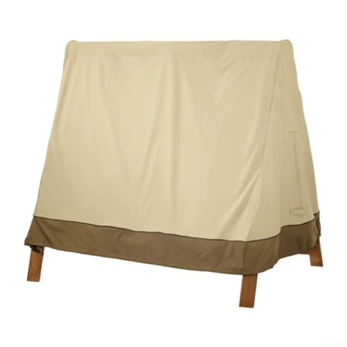 Yhenlovtt Hollywoodschaukelabdeckung, wasserdicht, 3-Sitzer, Terrassenmöbel, mit Kordelzug für Gartenbank, Stuhl, Schwarz / Beige (Beige, 182 x 139 x 170 cm) von Yhenlovtt