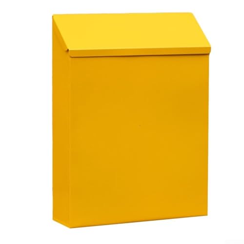 Yhenlovtt Vintage Wandbriefkasten, abschließbarer Metall-Briefkasten mit 2 Schlüsseln, rustikale Landdekoration, für Zuhause, Büro, Garten, Outdoor, Briefkasten (gelb) von Yhenlovtt