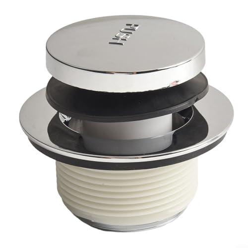 Zwei-Loch-Überlauf-Abdeckplatte, Badewannen-Ablauf-Set mit TipToe-Steuerung für Zuhause, Badezimmer und Kunststoffmaterialien für zuverlässigen Abfluss (Silber) von Yhenlovtt