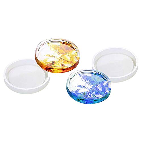 Yheonver 4 Pack Runde Silikon Untersetzer Formen, Klare Epoxid Formen zum GießEn mit Harz, Beton, Zement und Polymer Clay von Yheonver