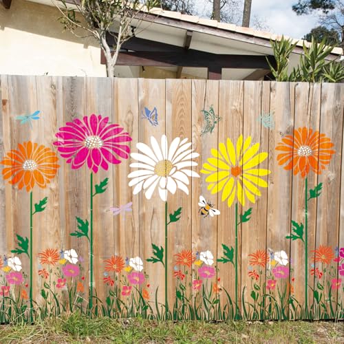 Große Zaun-Blumenschablonen zum Malen auf Holz, Jumbo-Sonnenblumen-Blumen-, Schmetterlings-Zaun-Schablonen für draußen, Gartenwände, Spitzenhandwerk, wiederverwendbar, für Zuhause, Leinwand von Yhliua