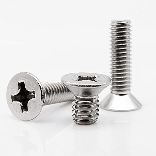 M5 10pcs,20mm,A2-70 304 Edelstahl Kreuzkreuzstoffe Flacher Senkkopfschraube Bolzen von Yhloubb