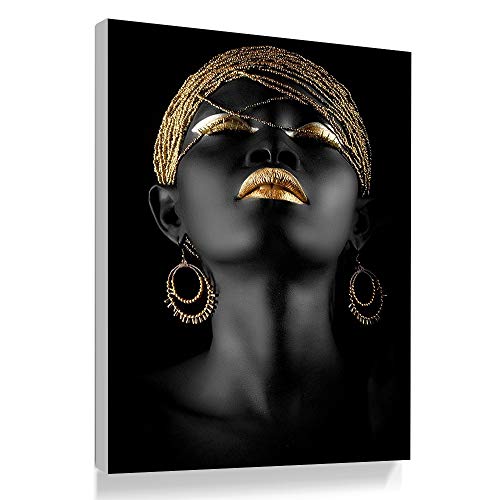 Bilder Auf Leinwand,'S Fashion Schwarze Frauen Gold Ornamente Dekoration Leinwand Gemälde Kunstdruck Poster Bild Wand Schlafzimmer Wohnzimmer Dekoration Malerei Wandbild（1）, 70 * 100 von BUZHIA