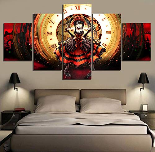 Wandbild Bild Leinwand Leinwand Dekoration 5 Anime Girl Bilder Tokisaki Kurumi Date Alive New Painting Wohnzimmer von Yhnjikl