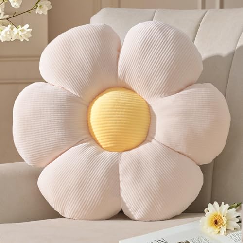 Yhoelata Blumenkissen Weiß, Sitzkissen Boden Aesthetic Zimmer Deko Bedroom, Ganseblumchen Deko Kissen Kinderzimmer, Preppy Room Decor, Sofa Kissen 48 cm von Yhoelata