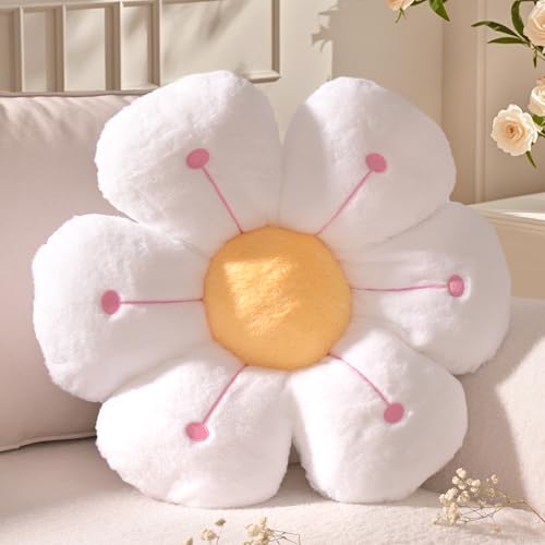 Yhoelata Groß BlumenKissen, Weiß Gelb Blumenform Dekokissen, Kissen Daisy Flower, Cute Polster Blumen-Sitzkissen, Aesthetic Zierkissen für Zuhause, Sofa, Couch, Bett, 50 cm von Yhoelata