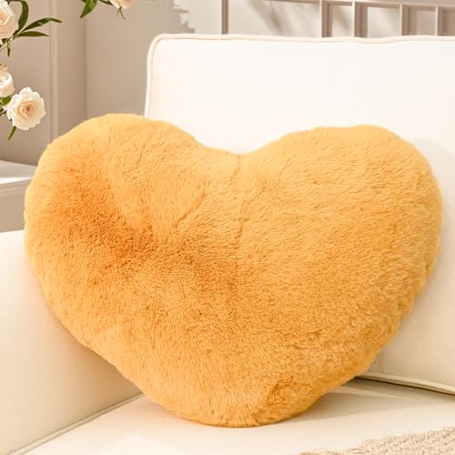 Yhoelata Herzkissen, Kurkuma Herzform Kissen Kuschelkissen, Love Zierkissen Aesthetic, Plüsch Kissen für Wohnzimmer Sofa Schlafzimmer Bett, Geschenk 26x36 cm von Yhoelata