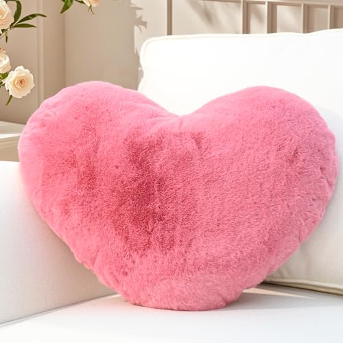 Yhoelata Herzkissen, Leuchtend Rosa Herzform Kissen Kuschelkissen, Love Zierkissen Aesthetic, Plüsch Kissen für Wohnzimmer Kind Schlafzimmer Bett, Geschenk 38x48 cm von Yhoelata