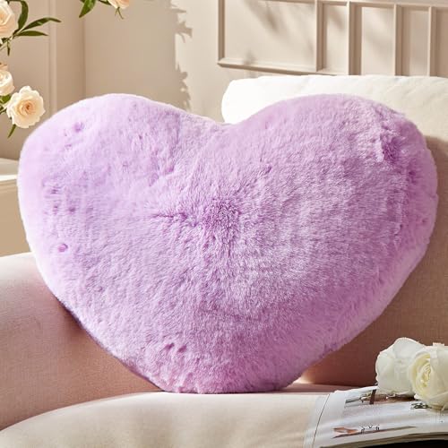 Yhoelata Herzkissen, Lila Herzform Kissen Kuschelkissen, Love Zierkissen Aesthetic, Plüsch Kissen für Wohnzimmer Sofa Schlafzimmer Bett, Geschenk 26x36 cm von Yhoelata