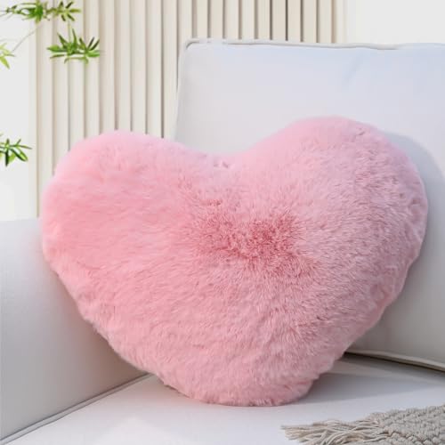 Yhoelata Herzkissen, Rosa Herzform Kissen Kuschelkissen, Love Zierkissen Aesthetic, Plüsch Kissen für Wohnzimmer Sofa Kind Schlafzimmer Bett, Geschenk 26x36 cm von Yhoelata