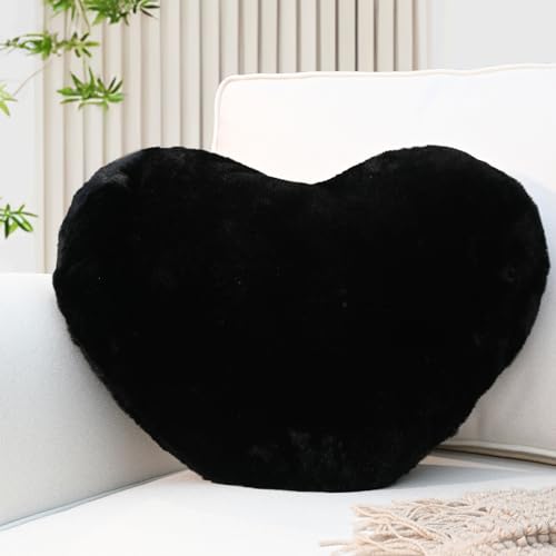 Yhoelata Herzkissen, Schwarz Herzform Kissen Kuschelkissen, Love Zierkissen Aesthetic, Plüsch Kissen für Wohnzimmer Sofa Kind Schlafzimmer Bett, Geschenk 38x48 cm von Yhoelata