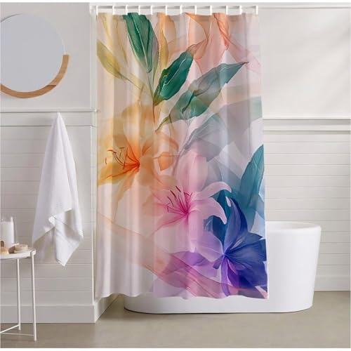 Duschvorhang 120 x 180 Bunt Duschvorhang Wasserdicht Extra Lang Duschrollo Pflanzen Shower Curtains Polyester Beschwerter Saum mit Duschvorhangringe für Hotel School Dormitory, Badezimmer Deko R2-519 Duschvorhang 120 x 180 Bunt Duschvorhang Wasserdicht Extra Lang Duschrollo Pflanzen Shower Curtains Polyester Beschwerter Saum mit Duschvorhangringe für Hotel School Dormitory, Badezimmer Deko R2-519 von Yhoonn