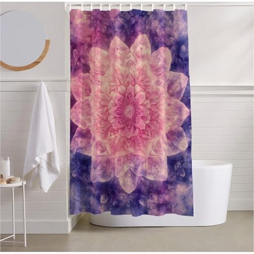 Duschvorhang 180x200CM Pink Duschvorhang Wasserdicht Extra Lang Duschrollo Mandala Shower Curtains Polyester Beschwerter Saum mit 12 Duschvorhangringe für Hotel School Dormitory,Badezimmer Deko R2-527 Duschvorhang 180x200CM Pink Duschvorhang Wasserdicht Extra Lang Duschrollo Mandala Shower Curtains Polyester Beschwerter Saum mit 12 Duschvorhangringe für Hotel School Dormitory,Badezimmer Deko R2-527 von Yhoonn