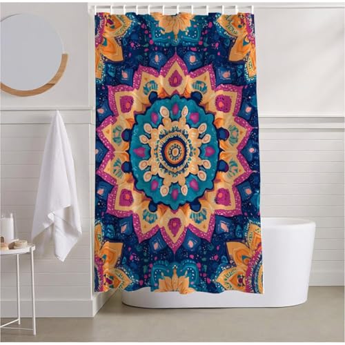 Duschvorhang Boho Duschrollo für Badewanne 200 x 200 Duschvorhang Wasserdicht Beschwerter Saum, Shower Curtain Abstrakt Duschvorhänge Waschbar Polyester Stoff Badevorhänge für Badewanne Duscheh R2-522 von Yhoonn