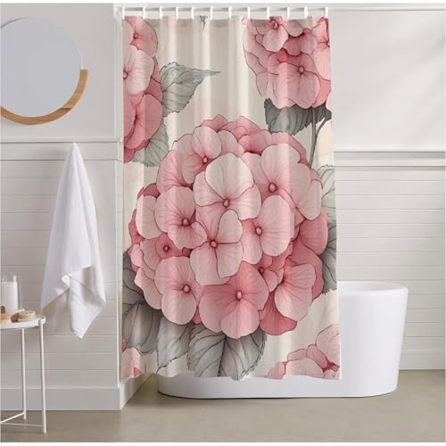 Duschvorhang Pink Duschrollo für Badewanne 100x200cm Duschvorhang Wasserdicht Beschwerter Saum, Shower Curtain Pfingstrose Duschvorhänge Polyester Stoff Badevorhänge für Familie Camping Duscheh R2-516 von Yhoonn