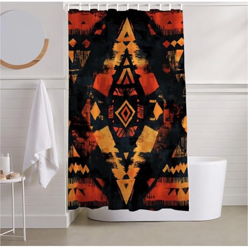 Duschvorhang Schwarzer Duschrollo für Badewanne 90 x 180 Duschvorhang Wasserdicht Beschwerter Saum, Shower Curtain Boho Duschvorhänge Waschbar Polyester Stoff Badevorhänge für Badewanne Duscheh R2-520 von Yhoonn