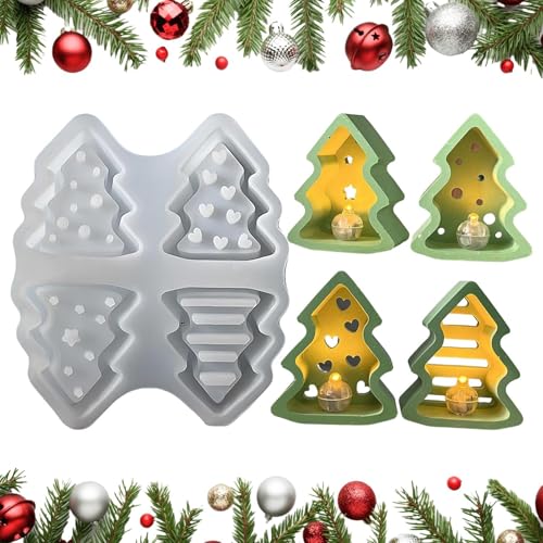Christbaum Kerzenform Silikon Gussform | Weihnachtsbaum Form für Gips Harz Seifen und Kuchen | Handwerkliche Gießform für Festtagsdekoration Kerzenherstellung Basteln und Dekoration von Yhsioaklo