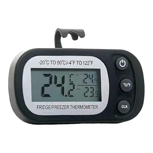 Digitales Thermometer für Kühlschrank | Wasserdichtes Thermometer mit großem LCD -Bildschirm, magnetischer Träger und Rücken für Schlafzimmer und Küche von Yhsioaklo