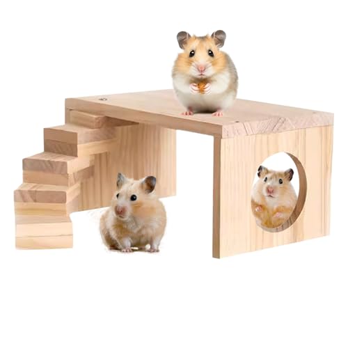 Hamster Holzplàtform | 25 x 14 x 11 cm Kleintier-Kletterleiter | Reptilienbrücke aus Holz | Kausicheres Kleintierspielzeug für , Meerschweinchen, Rennmäuse, Mäuse Hamster Holzplàtform | 25 x 14 x 11 cm Kleintier-Kletterleiter | Reptilienbrücke aus Holz | Kausicheres Kleintierspielzeug für , Meerschweinchen, Rennmäuse, Mäuse von Yhsioaklo