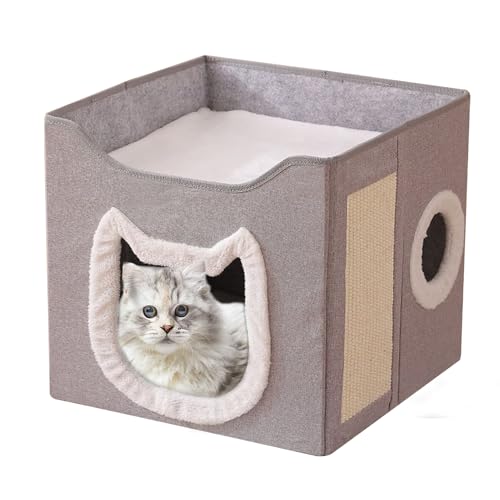 Katzenhaus | 15.75x14,37 Zoll Stoffkatzerbetten | Faltbares Tierheim mit Kratzer und Ball | 2-Layer Large Höhlenbett-Schutzhideaway Zwinger für Katzen Hunde Innenhause Winter im Freien im Freien Katzenhaus | 15.75x14,37 Zoll Stoffkatzerbetten | Faltbares Tierheim mit Kratzer und Ball | 2-Layer Large Höhlenbett-Schutzhideaway Zwinger für Katzen Hunde Innenhause Winter im Freien im Freien von Yhsioaklo
