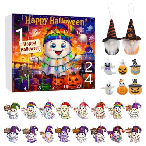 Yhsioaklo Halloween-Adventskalender 24 Stück Geist-Thema, Kalender Rückwärtskonto, Halloween 2025, 2D-Acryldekoration für Baum Party Erwachsene Yhsioaklo Halloween-Adventskalender 24 Stück Geist-Thema, Kalender Rückwärtskonto, Halloween 2025, 2D-Acryldekoration für Baum Party Erwachsene von Yhsioaklo